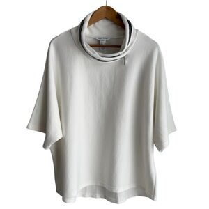Joseph Ribkoff Ribbed Tube Neck Top Oversized XS 4 White Pullover Shirt Slouchy